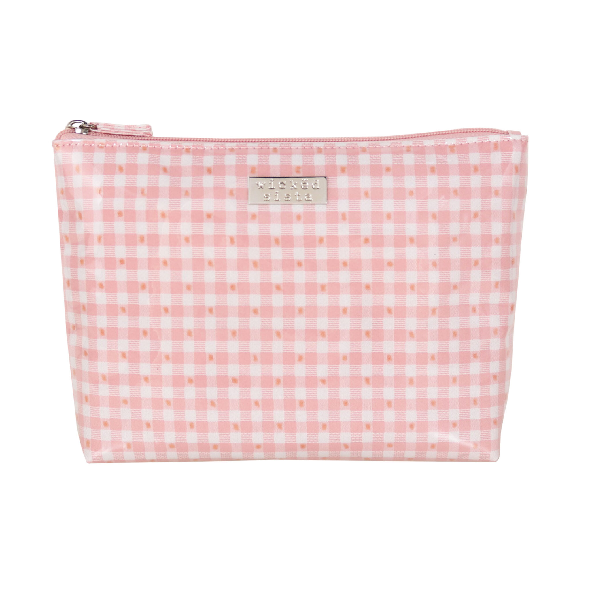 Pink Gingham Dot medium soft aline - Wicked Sista | Cosmetic Bags ...