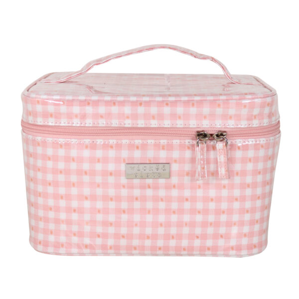 Pink Gingham Dot small beauty case