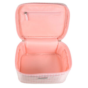 Pink Gingham Dot small beauty case - Image 2