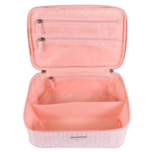 Pink Gingham Dot medium beauty case - Image 2
