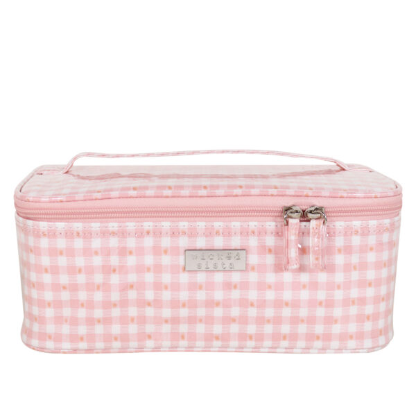 Pink Gingham Dot medium beauty case