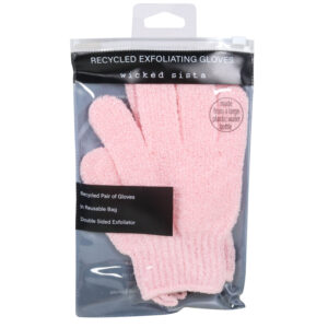 Pink recycled exfoliating gloves - Image 2