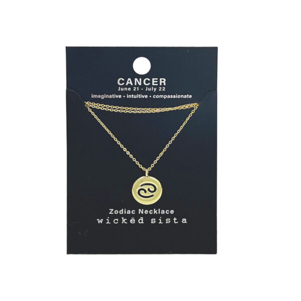 Cancer gold zodiac disc necklace