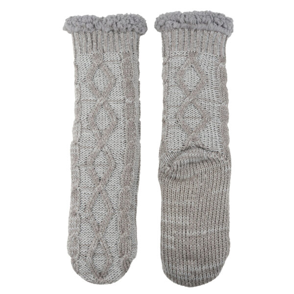 Grey classic knit slipper socks