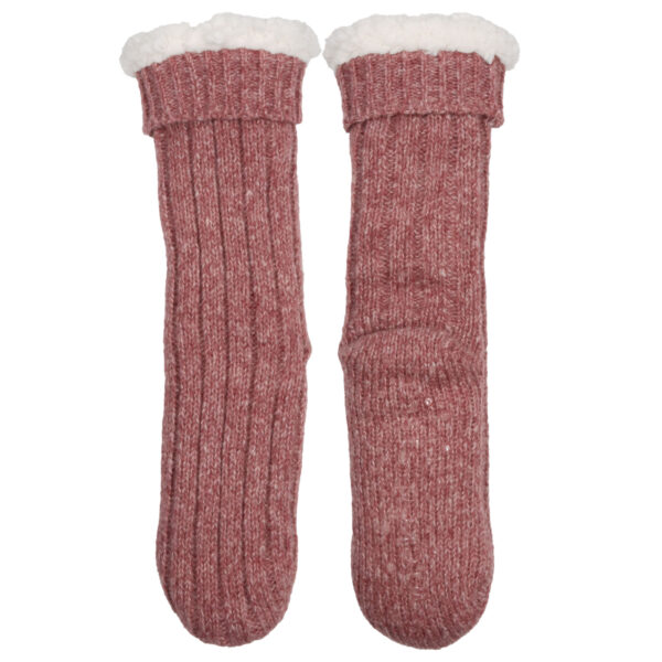 Cranberry marle rib knit slipper socks