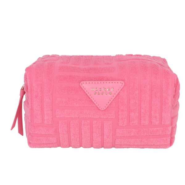 Pink terry tile rectangular makeup bag