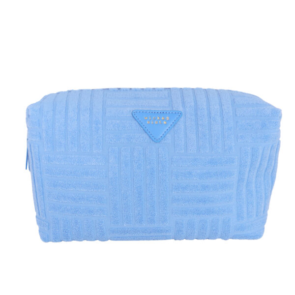Sky blue terry tile duffle cosmetic bag