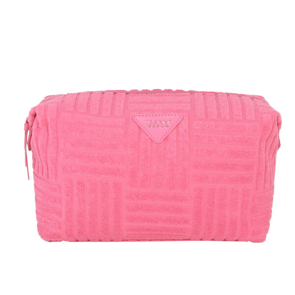 Pink terry tile duffle cosmetic bag