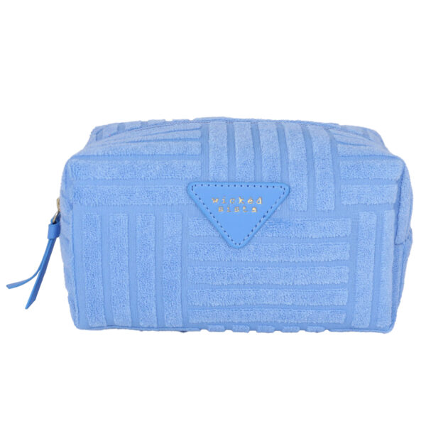 Sky blue terry tile rectangular makeup bag