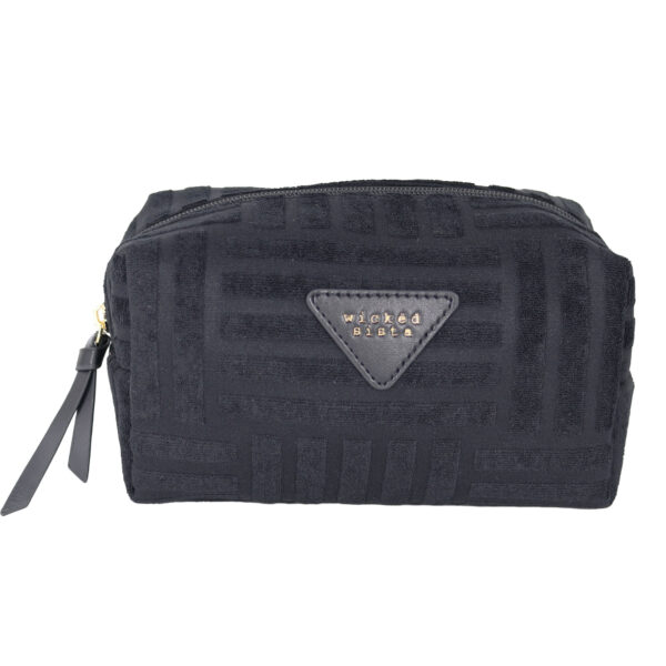 Black terry tile rectangular makeup bag
