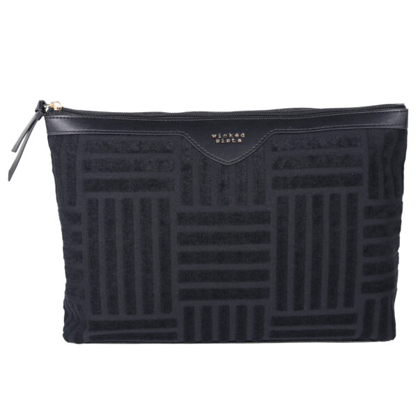 Black terry tile extra large pouch