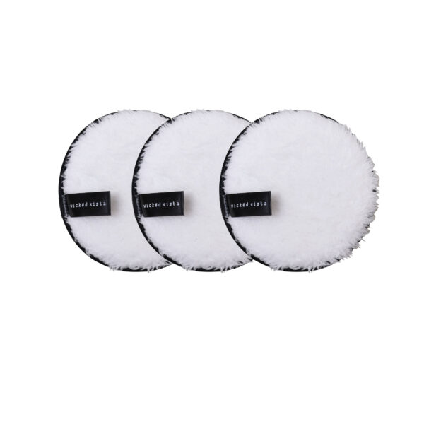 White large reusable makeup remover pads trio