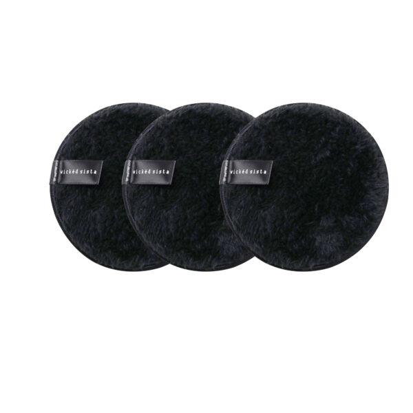 Black large reusable makeup remover pads trio
