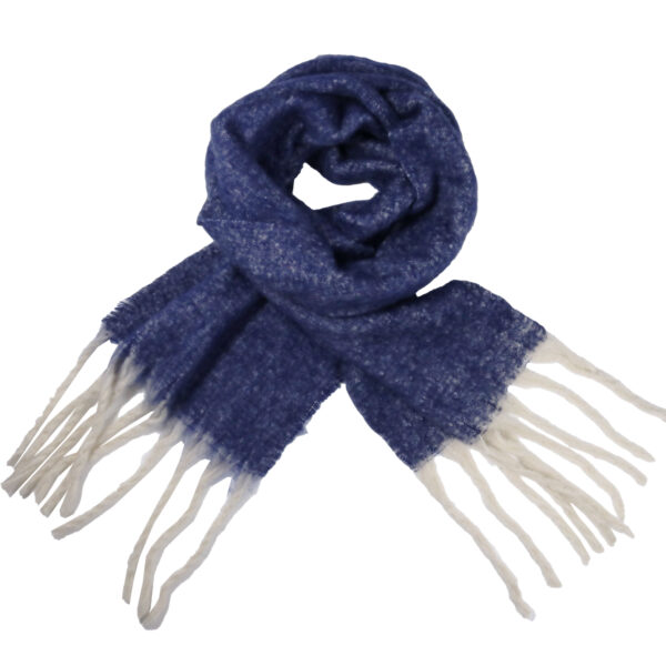 Navy fleck warm tassel scarf