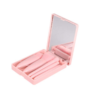 Pink makeup brush set with mirror