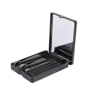 Black makeup brush set with mirror
