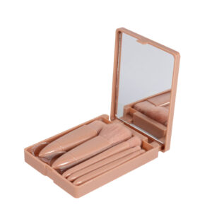 Mocha makeup brush set with mirror