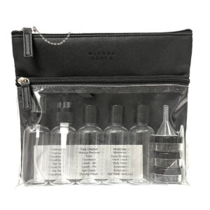 Black premium bag with travel bottles