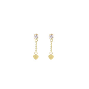 Gold valentine heart drop studs