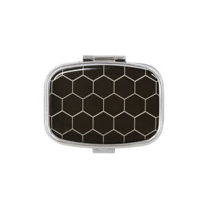 Black hexagon mini pill case