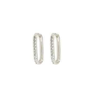Silver Ava rectangle crystal huggie hoops