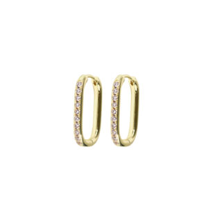 Gold Ava rectangle crystal huggie hoops