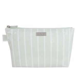 Pistachio stripe luxe large cosmetic bag