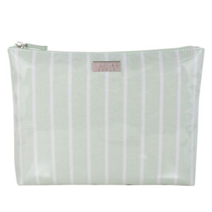Pistachio stripe extra large flat cosmetic bag