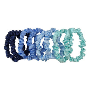 Blue slim satin scrunchie set