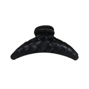 Black weave leatherette claw clip