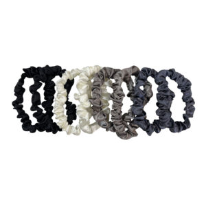 Monochrome grey slim satin scrunchie set
