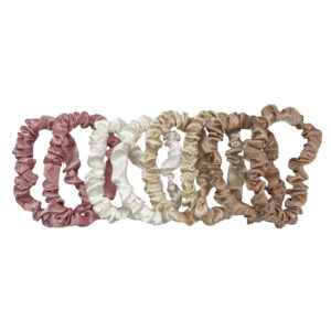 Neutral slim satin scrunchie set