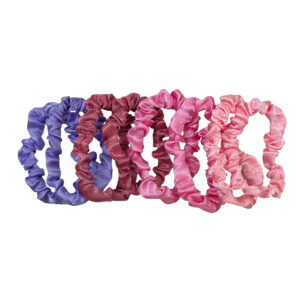 Pink & purple slim satin scrunchie set