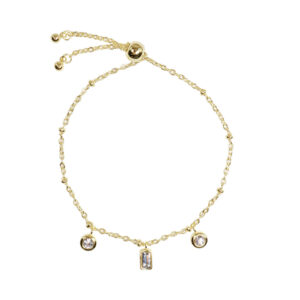 Gold trio crystal charm bracelet