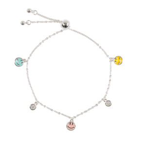 Silver smiley charm bracelet