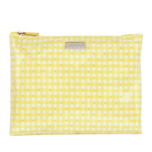 Gingham dot sunshine extra large flat cosmetic bag