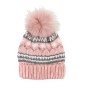 Foote Street nordic pink pom pom beanie