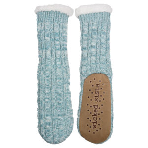 Aqua marle wave twist  knit slipper socks