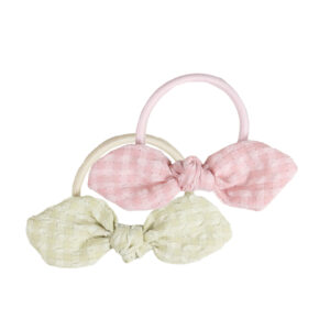 Pink & sand Gigi bows on elastic