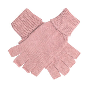 Blush pink fingerless soft knit gloves