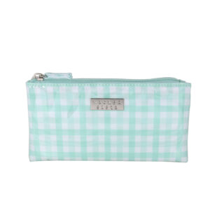 Mint gingham small flat purse