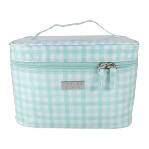 Mint gingham small beauty case