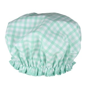 Mint gingham shower cap
