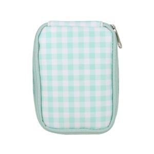 Mint gingham travel pill case