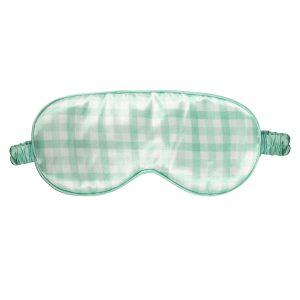 Mint gingham satin eye mask