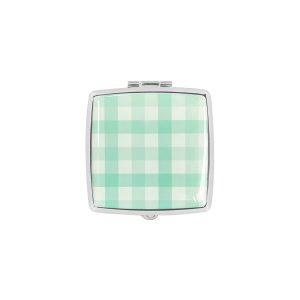 Mint gingham square pill case