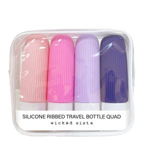 Silicone ribbed travel bottle quad