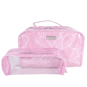Pastel swirl cosmetic bag set