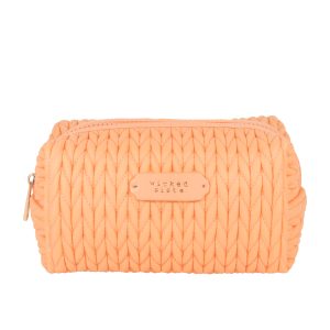 Melon sorbet weave rectangular makeup bag