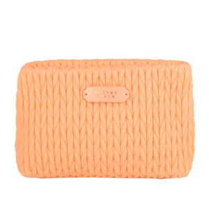 Melon sorbet weave small cosmetic bag